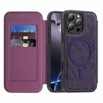 For iPhone 13 Pro Linton MagSafe Leather Phone Case(Purple)