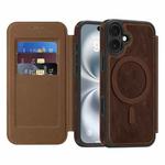 For iPhone 14 Linton MagSafe Leather Phone Case(Coffee)