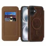 For iPhone 14 Plus Linton MagSafe Leather Phone Case(Coffee)