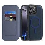 For iPhone 14 Pro Max Linton MagSafe Leather Phone Case(Blue)