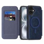 For iPhone 15 Plus Linton MagSafe Leather Phone Case(Blue)