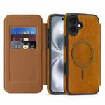For iPhone 15 Plus Linton MagSafe Leather Phone Case(Brown)