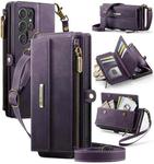 For Samsung Galaxy S25 Ultra 5G CaseMe C39 RFID Blocking Zipper Wallet Leather Phone Case with Crossbody Strap(Purple)