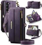 For Samsung Galaxy S23 5G CaseMe C39 RFID Blocking Zipper Wallet Leather Phone Case with Crossbody Strap(Purple)
