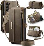 For Samsung Galaxy S23+ 5G CaseMe C39 RFID Blocking Zipper Wallet Leather Phone Case with Crossbody Strap(Coffee)