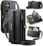 For Samsung Galaxy S23 Ultra 5G CaseMe C39 RFID Blocking Zipper Wallet Leather Phone Case with Crossbody Strap(Black)