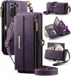 For Samsung Galaxy S22+ 5G CaseMe C39 RFID Blocking Zipper Wallet Leather Phone Case with Crossbody Strap(Purple)