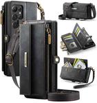 For Samsung Galaxy S22 Ultra 5G CaseMe C39 RFID Blocking Zipper Wallet Leather Phone Case with Crossbody Strap(Black)