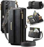 For Samsung Galaxy S21 5G CaseMe C39 RFID Blocking Zipper Wallet Leather Phone Case with Crossbody Strap(Black)