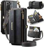 For Samsung Galaxy S21 FE 5G CaseMe C39 RFID Blocking Zipper Wallet Leather Phone Case with Crossbody Strap(Black)
