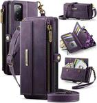 For Samsung Galaxy S20 FE 5G CaseMe C39 RFID Blocking Zipper Wallet Leather Phone Case with Crossbody Strap(Purple)