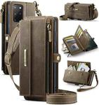 For Samsung Galaxy S20+ 5G CaseMe C39 RFID Blocking Zipper Wallet Leather Phone Case with Crossbody Strap(Coffee)