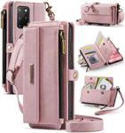 For Samsung Galaxy S20+ 5G CaseMe C39 RFID Blocking Zipper Wallet Leather Phone Case with Crossbody Strap(Pink)
