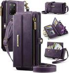 For Samsung Galaxy S20+ 5G CaseMe C39 RFID Blocking Zipper Wallet Leather Phone Case with Crossbody Strap(Purple)