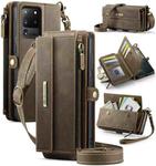 For Samsung Galaxy S20 Ultra 5G CaseMe C39 RFID Blocking Zipper Wallet Leather Phone Case with Crossbody Strap(Coffee)