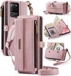 For Samsung Galaxy S20 Ultra 5G CaseMe C39 RFID Blocking Zipper Wallet Leather Phone Case with Crossbody Strap(Pink)