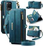 For Samsung Galaxy S20 Ultra 5G CaseMe C39 RFID Blocking Zipper Wallet Leather Phone Case with Crossbody Strap(Green)