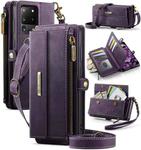 For Samsung Galaxy S20 Ultra 5G CaseMe C39 RFID Blocking Zipper Wallet Leather Phone Case with Crossbody Strap(Purple)