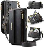 For Samsung Galaxy A13 CaseMe C39 RFID Blocking Zipper Wallet Leather Phone Case with Crossbody Strap(Black)