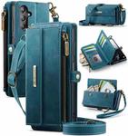 For Samsung Galaxy A13 CaseMe C39 RFID Blocking Zipper Wallet Leather Phone Case with Crossbody Strap(Green)