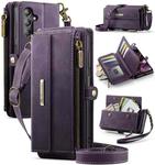 For Samsung Galaxy A13 CaseMe C39 RFID Blocking Zipper Wallet Leather Phone Case with Crossbody Strap(Purple)