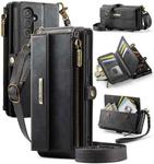For Samsung Galaxy A52 CaseMe C39 RFID Blocking Zipper Wallet Leather Phone Case with Crossbody Strap(Black)