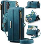 For Samsung Galaxy A52 CaseMe C39 RFID Blocking Zipper Wallet Leather Phone Case with Crossbody Strap(Green)