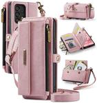 For Samsung Galaxy A53 CaseMe C39 RFID Blocking Zipper Wallet Leather Phone Case with Crossbody Strap(Pink)