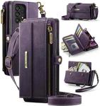 For Samsung Galaxy A53 CaseMe C39 RFID Blocking Zipper Wallet Leather Phone Case with Crossbody Strap(Purple)