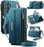 For Samsung Galaxy A55 5G CaseMe C39 RFID Blocking Zipper Wallet Leather Phone Case with Crossbody Strap(Green)