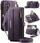 For Samsung Galaxy A55 5G CaseMe C39 RFID Blocking Zipper Wallet Leather Phone Case with Crossbody Strap(Purple)