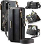 For Samsung Galaxy A56 5G CaseMe C39 RFID Blocking Zipper Wallet Leather Phone Case with Crossbody Strap(Black)