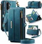 For Samsung Galaxy A56 5G CaseMe C39 RFID Blocking Zipper Wallet Leather Phone Case with Crossbody Strap(Green)