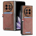 For OPPO Find N5 Denim Texture Leather Skin Phone Case with Card Slot(Brown)