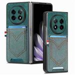 For OPPO Find N5 Denim Texture Leather Skin Phone Case with Card Slot(Green)