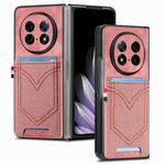 For OPPO Find N5 Denim Texture Leather Skin Phone Case with Card Slot(Pink)
