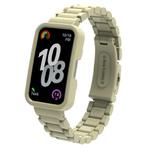 For Huawei Band  8 / 9 / 10 Watch Frame Integrated Three Beads Plastic Watch Band(Apricot)