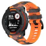 For Garmin Instinct 3 AMOLED / Solar 45mm Camouflage Printed Silicone Watch Band(Black Orange)