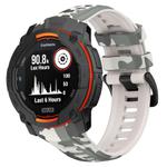 For Garmin Instinct 3 AMOLED / Solar 45mm Camouflage Printed Silicone Watch Band(Gray White)