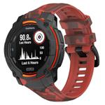 For Garmin Instinct 3 AMOLED / Solar 45mm Camouflage Printed Silicone Watch Band(Black Red)