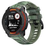For Garmin Instinct 3 AMOLED / Solar 50mm Camouflage Printed Silicone Watch Band(Army Green)