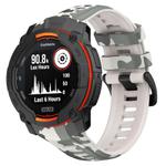 For Garmin Instinct 3 AMOLED / Solar 50mm Camouflage Printed Silicone Watch Band(Gray White)