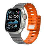 For Apple Watch 46mm / 49mm / 45mm / 44mm Norman Magnetic Silicone Watch Band(Gray Orange)