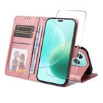 For Honor 400 Lite ENKAY Card Wallet Calf Texture Leather Phone Case with Screen Film(Pink)