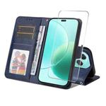 For Honor 400 Lite ENKAY Card Wallet Calf Texture Leather Phone Case with Screen Film(Blue)