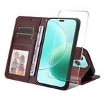 For Honor 400 Lite ENKAY Card Wallet Calf Texture Leather Phone Case with Screen Film(Brown)