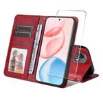 For Honor 400 ENKAY Card Wallet Calf Texture Leather Phone Case with Screen Film(Red)