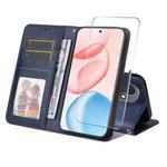 For Honor 400 ENKAY Card Wallet Calf Texture Leather Phone Case with Screen Film(Blue)