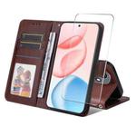 For Honor 400 ENKAY Card Wallet Calf Texture Leather Phone Case with Screen Film(Brown)