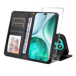 For Honor X8c ENKAY Card Wallet Calf Texture Leather Phone Case with Screen Film(Black)